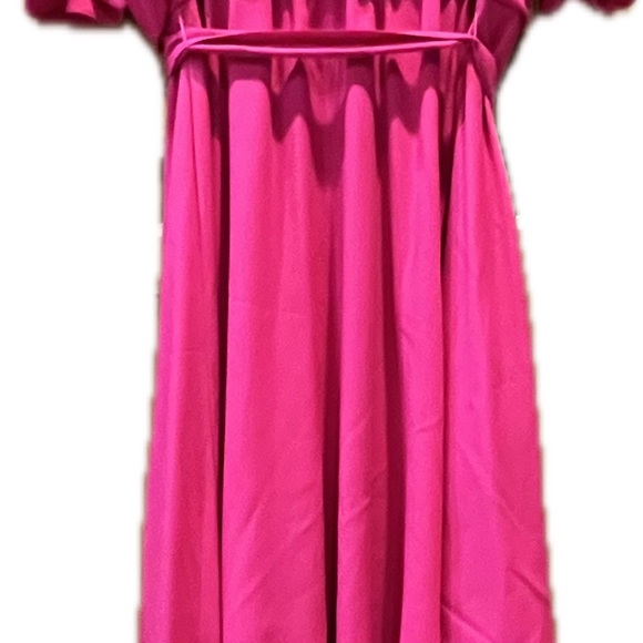 LANE BRYANT HOT PINK COLD SHOULDER DRESS with ASYMETRICAL HEM, NWT - Picture 6 of 7